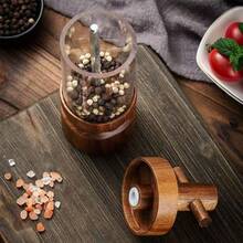 Rosewood Manual Black Pepper Grinder, Sea Salt Grinder, Rosewood Manual Grinder With Transparent Acrylic Pepper Bottle, Adjustable Coarseness Pepper Seasoning Jar, Creative Pepper Grinder, Rama Kitchen Essential, Kitchen Use, High-End Restaurant Supplies, Housewarming Gift, Halloween And Christmas Party Supplies