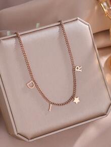 1 件时尚复古字母和星星吊坠项链，适合女性日常佩戴 - 項鍊 - 查看 3
