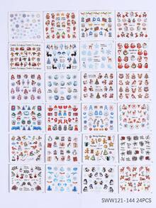 12/24款/张 3D 秋季枫叶美甲贴纸，DIY 秋叶转印贴纸，圣诞冬季 DIY 美甲装饰贴片，美甲沙龙配件工具，美甲用品 美甲贴纸 - 彩色 - 查看 8