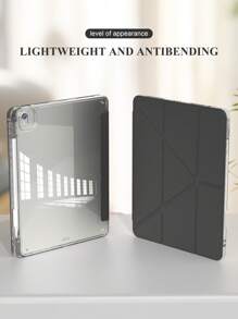 1个Y型折叠亚克力透明保护壳，兼容iPad 5/6/7/8/9/10代/11（A16 2025）/Air4 10.9英寸/Air5 10.9英寸/Air6/Air7/Air11（M2/M3）/Air13/Pro 11英寸/Pro 12.9英寸/iPad Mini 6/7代，智能支架/自动唤醒，黑色 - 黑色 - 查看 3