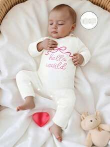 Nebworn Baby Girl Waffle Knit Romper Long Sleeve Ruffle   Fall Winter Clothes Coming Going Home Outfit - 白色 - 查看 3