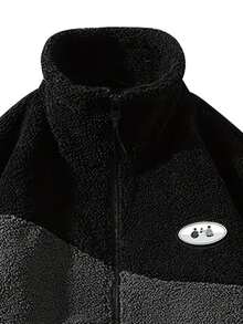 Jaqueta Masculina de Sherpa Bicolor, Grossa, Adequada para Uso Externo e Casual no Inverno