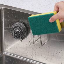 2pcs Kitchen Sink Drain Rack, Dishcloth & Sponge Holder, Suction Cup Storage Rack With Hooks, Multi-Functional Organizer Design, Stable Suction Cup Installation, Suitable For Dishcloth, Steel Wool, Sponge Storage, Keep Sink Area Tidy