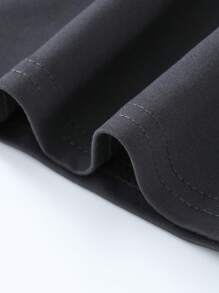 青少年男童复古洛杉矶学院风短袖宽松柔软凉爽T恤，休闲校园夏季上衣 - 深灰色 - 查看 5