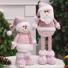 1pc Adjustable Height Charming Pink Snowman, Santa Claus & Reindeer Christmas Decor, Holiday Home & Office Decoration, Christmas Ornament, Window Display Prop, Thanksgiving & Christmas Gift