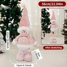 1pc Adjustable Height Charming Pink Snowman, Santa Claus & Reindeer Christmas Decor, Holiday Home & Office Decoration, Christmas Ornament, Window Display Prop, Thanksgiving & Christmas Gift