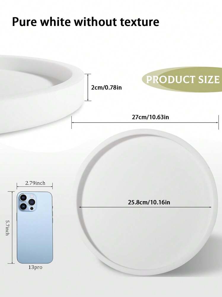1 件梳妆台托盘，硅胶圆形托盘装饰性收纳整理器适用于浴室马桶水箱卧室厨房台面，珠宝收纳梳妆台托盘适用于蜡烛、乳液瓶、化妆品，大理石白色 - 彩色 - 查看 17