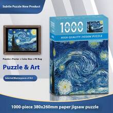 1件 2026新款1000片高难度绘画拼图，减压纸质拼图，博物馆级艺术品复制品，史迪奇玩具，旅行玩具，课堂减压玩具，迷你洗澡玩具，圣诞文具，减压球，生日礼物，圣诞礼物，万圣节礼物，平安夜礼物，完美礼物，玩具，游戏 - 彩色 - 查看 9
