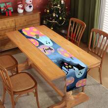 1 Stück Halloween Leinen Tischläufer, Party Feiertags Dekoration Tischläufer, Tischdecke, Halloween Outdoor Dekoration, Halloween Party Dekoration / Party Bedarf, unheimlich / gruselig, erschreckend, unheimlich, dunkel, Trick or Treat