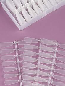 FULL BEAUTY 240 片长棺材透明假指甲按压指甲美甲用品短指甲 - 無色 - 查看 6