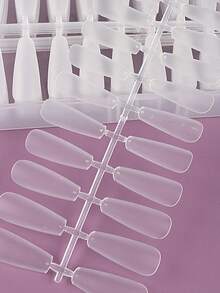 FULL BEAUTY 240 片长棺材透明假指甲按压指甲美甲用品短指甲 - 無色 - 查看 3