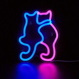 1 Piece, Cat-Shaped LED Neon Light, USB Powered, Suitable For Bedroom Room Wall Decoration, Neon Light Suitable For Festivals, Parties, Weddings Decoration Lights