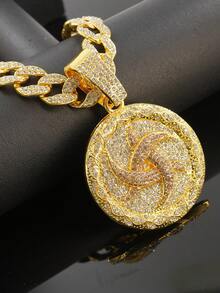 1件男女通用个性化符号圆形吊坠项链，时尚百搭项链