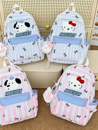 Mochila de Hello Kitty de Sanrio, estilo japonés lindo y kawaii para niñas - Mochila escolar y de viaje de gran capacidad con estampado de gato KT, estilo vintage e inspiración coreana, con bolsillo para laptop y resistente al agua