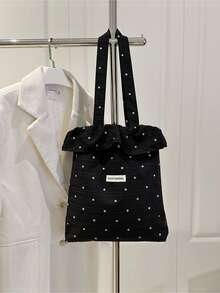 Bolso de hombro de malla nuevo, bolso de mano casual con volantes florales, de gran capacidad para vacaciones, de material de gasa - Multicolor - Ver 8