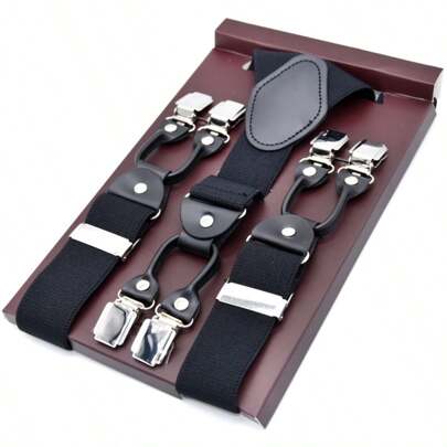 1,37 pollici Bretelle invisibili con motivo geometrico in poliestere, adatte per uomo e donna, per tutte le stagioni, antiscivolo, taglie forti, anziani, con inserti in PU nero, con 6 clip in metallo speciale, accessori autunno-inverno, costumi di Ognissanti, adatte per adolescenti, giovani, uomini, casual, all'aperto, atletica, vacanze, regali di laurea, compleanni, uso quotidiano