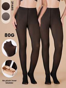 1/2 Paar Damen Schwarze Transparente Strumpfhosen, Große Größen, Bauchkontrolle, Po-Anhebung, Hohe Elastizität, Pillingresistent, Geeignet für Lässig, Büro und Business Tragen im Herbst und Winter