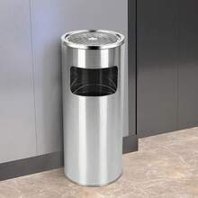 Hotel Ashtray Trash Can With Ashtray For Outdoor Use - Stainless Steel Standing Ashtray With Trash Can - Trash Can Height 60 Cm - 30 L - Silver 2 - View 4