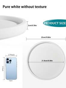 3 Sizes Silicone Bathroom Tray Round Dressing Table Tray Kitchen Countertop Storage Rack Decorative Soap Holder Coffee Table Decorative Tray For Perfume, Candles, Plants (Black)