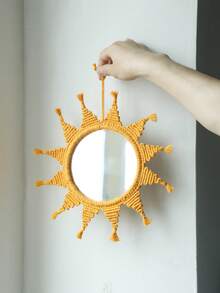 1 件波西米亚风格太阳形壁镜，编织装饰镜，适用于客厅、卧室、玄关、儿童房、浴室，打造波西米亚农舍风格装饰墙面艺术 - 黃色 - 查看 9