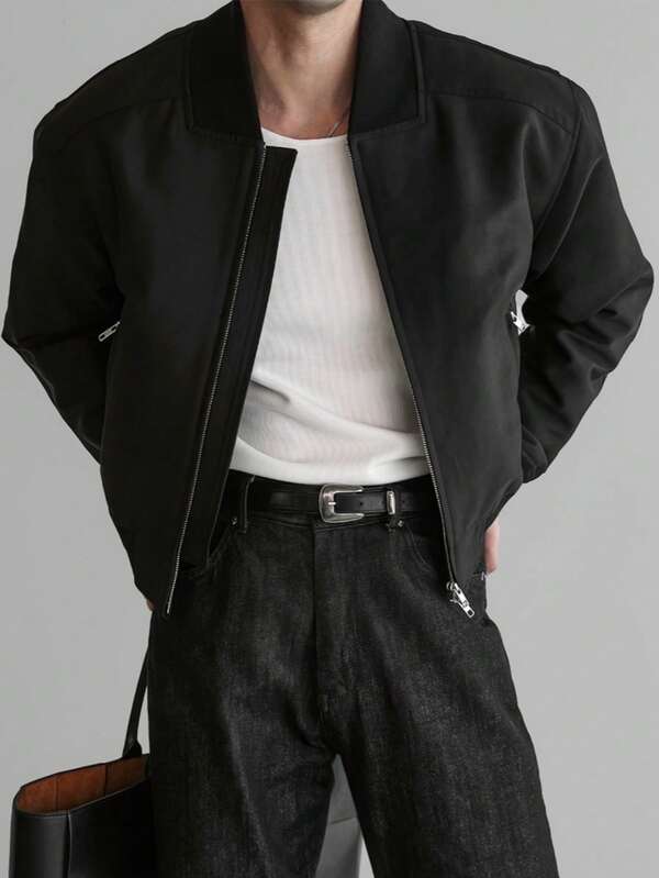 Retro American Style Short Bomber Jacket For Men, New Fashionable High-End Casual Flight Jacket For Spring And Autumn