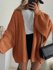 Women's Oversized Cardigan Fall Long Lantern Sleeve Knit Cardigan Lightweight - Đỏ gạch - Xem 3