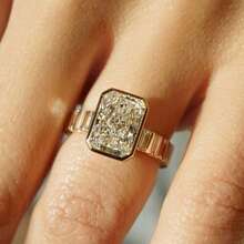 1Pc Elegant Women's Fashion Zirconia Ring, Suitable For Valentine's Day, Vacation, Commuting, Dating, Party, Weddings, Engagements, Proposal Rings, Suitable For Wife, Girlfriend, Mothers' Birthdays, Anniversary, New Year Gifts, Suitable For All Seasons - 金色 - 查看 6