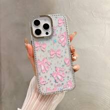 1 pieza Funda de teléfono con lazo rosa de moda y patrón de estrella de rhinestone, resistente a la suciedad, anti-contaminación, carcasa dura de PMMA a prueba de golpes, funda de teléfono personalizada compatible con Apple 11, 11 Pro, 11 Pro Max, 12, 12 Pro, 12 Pro Max, 13, 13 Pro, 13 Pro Max, 14, 14 Pro, 14 Pro Max, 14 Plus, adecuada como regalo para novia, familia, amigos, abuelos, parejas, aniversario, cumpleaños, graduación, boda, baile de graduación, Día de la Madre, Día del Padre