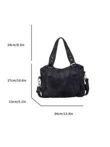 New Arrival Large Capacity Minimalist Casual Tote Bag - Black - View 7
