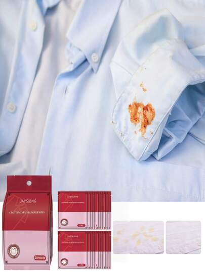 JAYSUING 20pcs Clothing Stain Remover Wet Wipes - Rich In Stain Removal Ingredients, Effectively Cleans Dust And Stains On Clothes, Makes Your Clothes Brighter, Has Caring Effects, Makes The Cleaned Surface Softer, Suitable For Removing Grease And Coffee Stains On Clothes, Fabrics And Textiles, Can Also Be Used For Cleaning Shoes, Household Items - Clothing Stain Remover Wet Wipes, Stain Remover Wet Wipes, Stain Remover Wet Wipes, Cleaning Products, Cleaning, Cleaning Supplies
