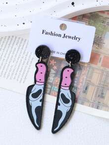 1 Cặp bông tai ma hoạt hình in Acrylic, bông tai ma dễ thương và vui nhộn cho bữa tiệc Halloween - lễ hội halloween - Xem 4