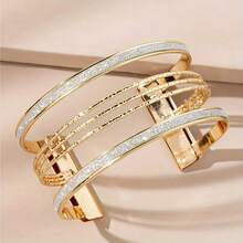 1 Piece Of European And American Retro Fashion Style Big Brand Open Wide Hollow Geometric Women's Bracelet, Luxurious Sexy Women's Bracelet, The Perfect Gift, Suitable For Daily And Holiday Party Wear, Unique Design - 金色 - 查看 1