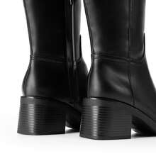Women's Knee High Boots Chunky Heel Side Zip Tall Boots Classic Solid Color Retro Fashion Boots For Outfits Autumn/Winter - màu đen - Xem 7