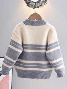 小男孩条纹针织圆领套头衫，全新秋冬系列