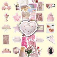50pcs Pink Cute & Gentle Ins Style Minimalist Decorative Stickers For Bookshelf, Refrigerator, Wall, Picture Books - Multicolor - View 1