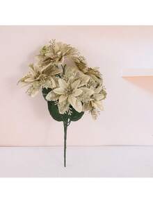 1 Strauß doppellagige künstliche Weihnachtsdekoblumen, Feiertags-Dekorblumen, geeignet für Weihnachtsbaum-Dekoration und Feiertags-Geschenke