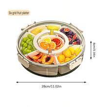 Snackle Box Container,Portable Snack Box 8 Compartment Divided Serving Tray With Lid And Handle,Clear Storage Organizer For Fruit Candy Nuts Veggie-Perfect Ideal For Party,Travel & Picnic UseWhite,1Pack - Small Rotating Fruit Plate - View 9
