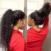 36 Inch 360 Deep Wave Lace Front Wigs Human Hair 250% Density Invisible Strap Snug Fit 360 Glueless Human Hair Wig Pre Plucked Curly 360 Full Lace Wig Brazilian HD Transparent Lace Frontal Wig For Women Black Color