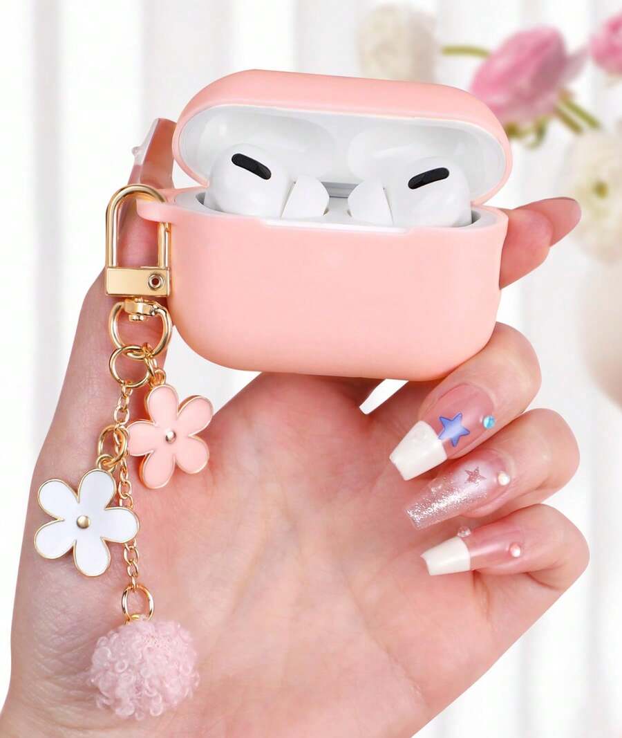 Compatible With Airpod Pro 2 / 3rd Generation - 1pc Silicone Protective Earphone Case - Pink - View 1