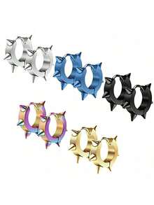 Bộ 2/10 chiếc khuyên tai đinh tán phong cách Punk bằng thép không gỉ, khuyên tai charm thép titan thời trang thường ngày dành cho nam giới, phụ kiện tiệc tùng, hộp đêm cá tính, đeo hàng ngày, khuyên tai có khớp nối bằng thép không gỉ, khuyên tai gai nhọn phong cách Punk, quà tặng cho bạn trai, quà tặng cho bạn gái, quà Giáng sinh - bạc - Xem 21