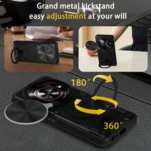 Étui support magnétique pour anneau compatible avec ZTE Nubia Focus 5G/ZTE Blade A75 5G, support de montage magnétique pour voiture, protection de la caméra, coque antidérapante - Noir - Voir 3