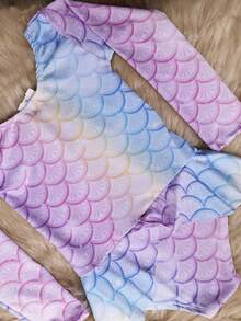 Maiô Infantil Menina Biquíni Roupa De Banho Moda Praia Criança Verão - Escama Lilás - Visão 4