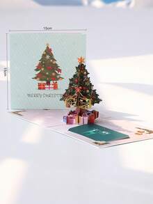 1 Stück 3D Weihnachtsbaum Pop-Up Grußkarte - Festliche Feiertags-Karte mit Notizpapier & Umschlag, Weihnachtsgeschenk für Familie & Freunde