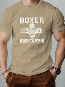 [Box-Print-Shirt] Herren-Shirt Casual Sommer, Baumwolle Rundhals Kurzarm mit einzigartigem Box-Print Design, Regular Fit für Erwachsene, Sportbekleidung| Hemd mit geometrischem Druck| Baumwoll--Shirt - Schwarz - Übersicht 11