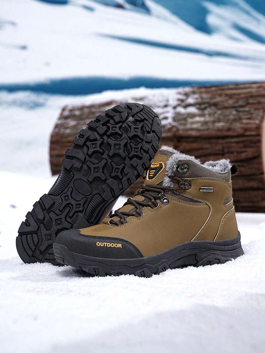 Męskie zimowe buty śniegowe w dużych rozmiarach, codzienne buty sportowe z termiczną podszewką, skóra PU, odpowiednie do wędrówek pieszych, trekkingu i aktywności na świeżym powietrzu w śniegu