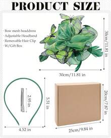 Organza Fascinators Hats - Monarch Tea Party Hat With Hairpin, 2025 Derby Headwear - 綠色 - 查看 2