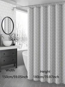 1pc Grey Checkered Bath Curtain, Twill Curtain, High-Quality Peva Curtain, Suitable For Bathroom, Toilet, Dormitory Partition, Metal Buttonholes With Plastic Hooks, Christmas Gift Bathroom Decor