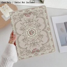1pc Vintage Floral Pattern Elegant Luxury Protective Case With Pencil Slot, Compatible With IPad 10.9/10.2/Air 5th Gen/Pro 11/10th Gen/9.7/Air 2/IPad (7th Gen)/IPad (8th Gen)/IPad Air 4/5/IPad Pro 11/IPad 10th Gen 10.9" (2022)/IPad Air 13" (M3 2025)/IPad Air 11" (M3 2025)/IPad 11" (A16 2025), Galaxy Tab S10+/S9/A9, With Auto Sleep/Wake Function - Multicolor - View 3