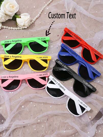 1pc | 10pcs | 20pcs Temple Customizable Black And White Colored Rectangular Fashion Glasses - Personalized Universal Party Glasses For Wedding, Bachelor Party/Graduation And Independence Day - Decorative Lens Accessories, Modern Design, Simple Style, Must-Have Holiday Events, Durable, Colorful, Cute, Adorable, Funny, Kawaii, Y2K, Stylish, Unisex, Casual, Custom, Personalized, Unique, Customized, Ideal Gifts For Him, Ideal Gifts For Her, Her, Boyfriend, Girlfriend, Family, Friends