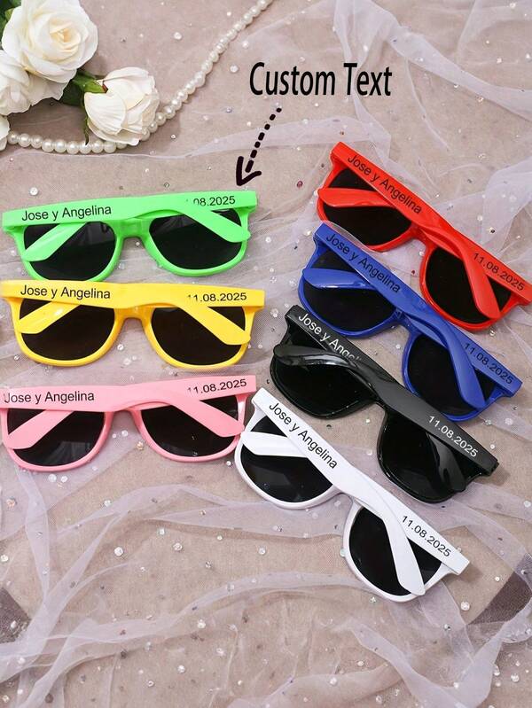 1 Pair | 10 Pairs | 20 Pairs Black & White Rectangular Fashion Glasses - Customizable Temple, Versatile Party Glasses For Weddings, Bachelorette Parties/Graduations And Independence Day - Decorative Lens Accessories, Modern Design, Minimalist Style, Essential For Holidays, Durable, Colorful, Cute, Charming, Fun, Kawaii ,Forever Love, Custom